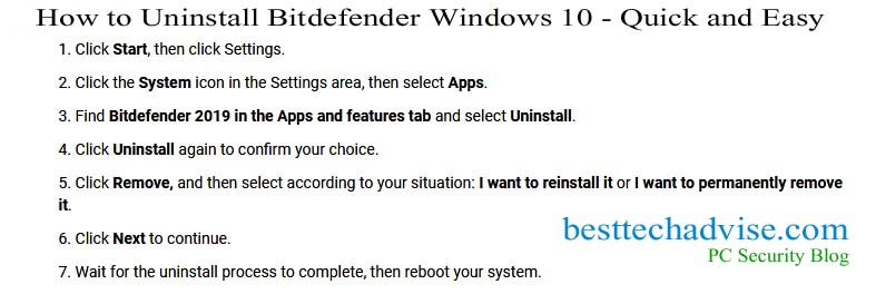 How to Uninstall Bitdefender Windows 10