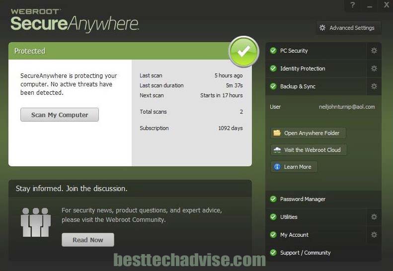 Webroot SecureAnywhere Antivirus Download Free 180 Days
