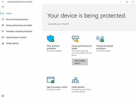 Windows Defender Malware Protection